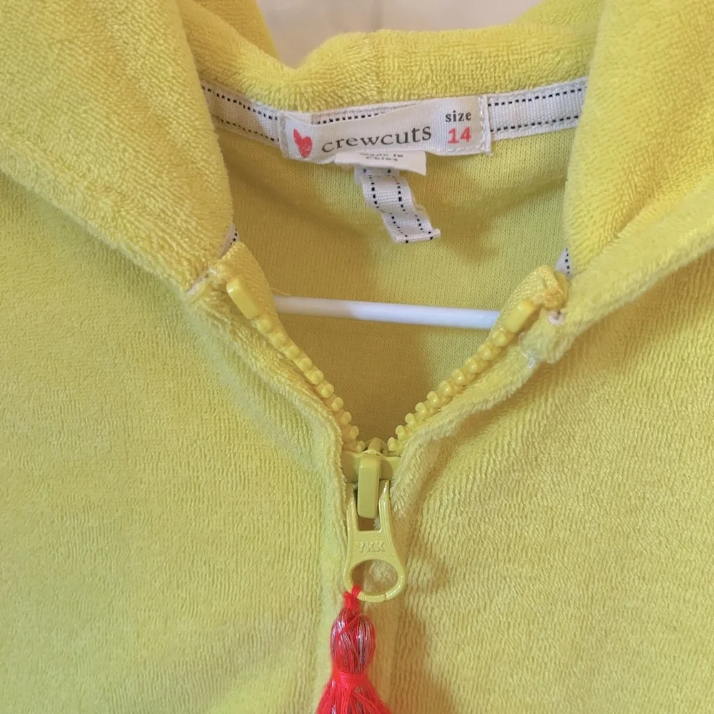 Crewcuts Yellow Hoodie swim coverup with Red Tassel in size 14